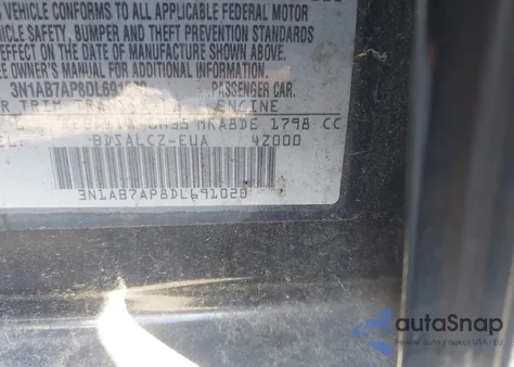 2013 Nissan Sentra Fe+ S z USA, uszkodzony, nr VIN 3N1AB7AP8DL691020